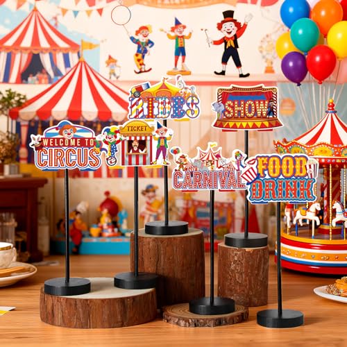 DoubleFill 6 Pcs Carnival Party Decoration for Table Centerpieces - style: Carnival Circus