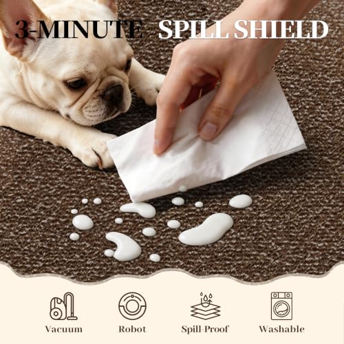 Waterproof 3x5 Small Area Rug Non Slip for Dogs Joint-Friendly, Brown - color: Sky Brown, size: 3' x 5' (Runner)