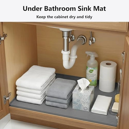 Mateeylife Under Sink Mat Kitchen Waterproof, Silicone Sink Tray 22"X19" - color: Dark Grey, size: 19"W x 22"L