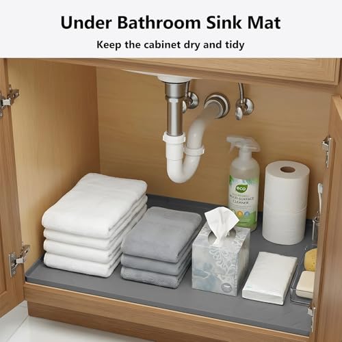 Mateeylife Under Sink Mat Kitchen Waterproof, Silicone Sink Tray 22"X31" - color: Dark Grey, size: 22''W x 31''L