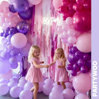 PartyWoo Pink and Purple Balloons 66pcs 12 Inch Pink Purple Balloons - color: Pink-3325