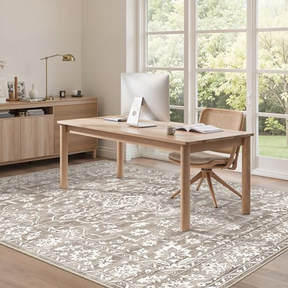 Soalmost 5x7 Area Rugs for Living Room, Washable Neutral Soft Rug - color: Light Brown, size: 5' x 7' (Rectangular)