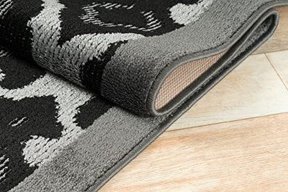 REMNAZ Custom Size Hallway Runner Rug, Non-Slip, Royal Grey, 31 in x 7 ft - color: ‎royal / Grey, size: 31 inch Width X 7 Feet Length