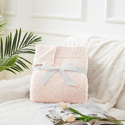 CYMULA Super Soft Pink Throw Blanket 50x60 inches- Lightweight Plush Fuzzy Fluffy Warm Cozy Blankets and Throws for Sofa Bed All Season Use - color: Pink, size: Throw/Travel(50"x60")