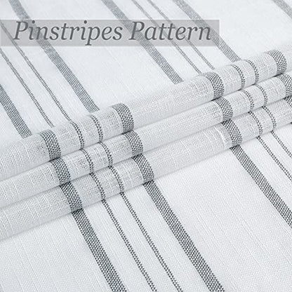 SXZJTEX Grey White Striped Linen Curtains 63 Inch Bedroom Living Room - color: Grey, size: 42"W x 63"L (Pack of 2)
