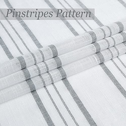 SXZJTEX White Grey Striped Linen Curtains 84 Inch Bedroom Living Room - color: Grey, size: 42"W x 84"L (Pack of 2)