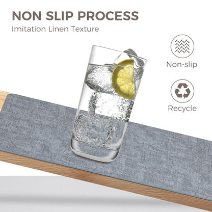NCUE Vinyl Placemats Set of 4, 17"x12" Wipeable Place Mats with Coasters - color: Light Blue, size: Set of 4