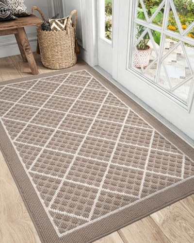 DEXI Front Door Mat Indoor Entryway 36x60 Inside Entrance Doormat Beige - color: Rhombic Beige, size: 36" X 60" (Rectangular)