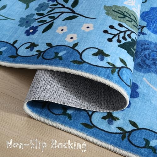 Rugcomf Runner Rug 2x6 Washable, Blue - color: Blue, size: 2' x 6' (Rectangular)