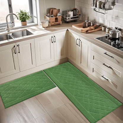 BEQHAUSE Kitchen Runner Rug Non Slip Kitchen Rugs, 20" x 59", Green - color: Green, size: 20" X 59"