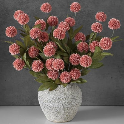 6 Pcs 27"Artificial Pompon Mum Silk Flower Stems for Vase (Dusty Pink) - color: Dusty Pink