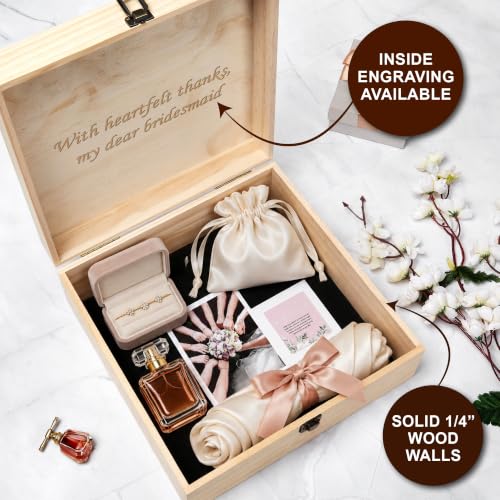 Personalized Floral Monogram Box, Engraved Bridesmaid & Maid of Honor Gift - style: 3. Monogram Designs