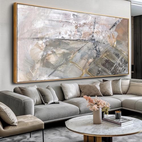 Wall Art Abstract Canvas Painting Gray 20"x40" 1pcs with Framed - color: Abstract10, size: 40"L x 20"W