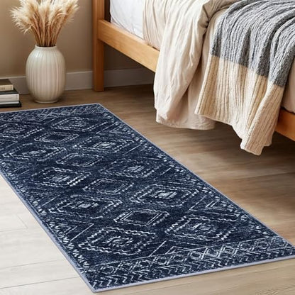 KILOCOCO Washable Runner Rug 2x5 ft Non Slip Hallway Runners, Dark Blue - color: Dark Blue, size: 2' x 5' (Runner)
