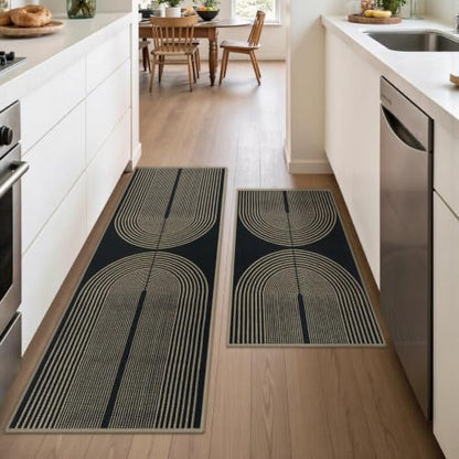 Kitchen Mats Sets of 2 PCS, Non Slip Washable Kitchen Floor Mats - color: Rainbow, size: 17.3"x30"+17.3"x47"