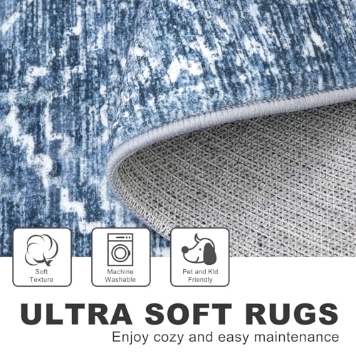 KILOCOCO Washable Runner Rug 2x5 ft Hallway Runners, Stonewashed Blue - color: Stonewashed Blue, size: 2' x 5' (Runner)
