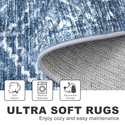 KILOCOCO Washable Runner Rug 2.6x10 Runner for Hallway, Stonewashed Blue - color: Stonewashed Blue, size: 2'7" x 10' (Runner)