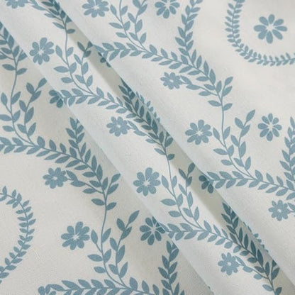 Light Blue Green Boho Floral Curtains 45 Inches Long 2 Panels - color: Blue Green, size: 55"W x 45"L (Pack of 2)