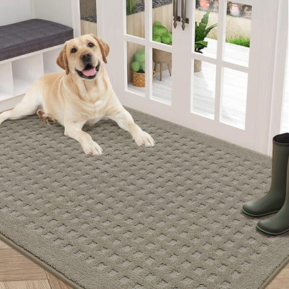 BEQHAUSE Dirt Trapper Door Mats 36"x60", Non Slip Washable, Beige - color: Beige, size: 36" X 60" (Rectangular)
