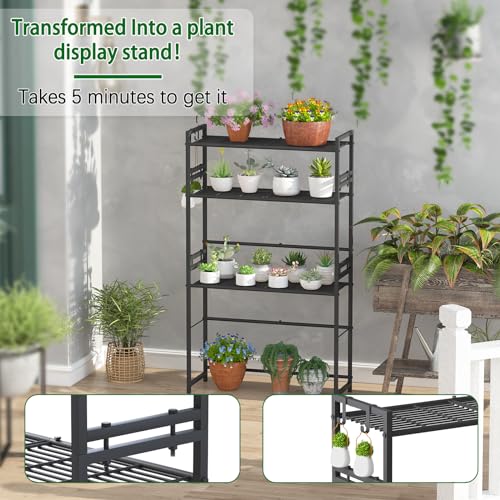 Garden 4 you 3 Tier Metal Stackable Plant Stand, Flower Pot Holder - color: Black, size: 27.5"L x 30"W x 23"H