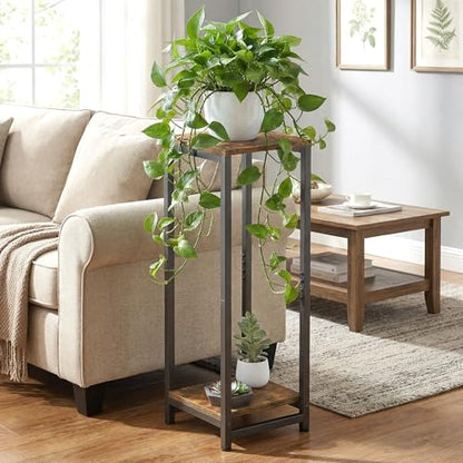 2-Tier Tall Plant Stand Indoor, Small Square Side Table for Home - size: 2-Tier