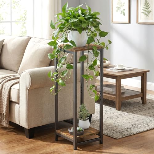 2-Tier Tall Plant Stand Indoor, Small Square Side Table for Home - size: 2-Tier