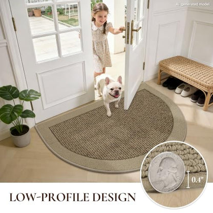 Dirt Trapper Door Mats 17" x 30", Non-Slip & Washable, Beige - color: Beige, size: 17" X 30" (Semicircular)