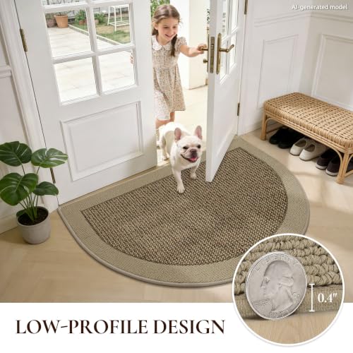 Dirt Trapper Door Mats 32" x 48", Non-Slip & Washable, Beige - color: Beige, size: 32" X 48" (Semicircular)