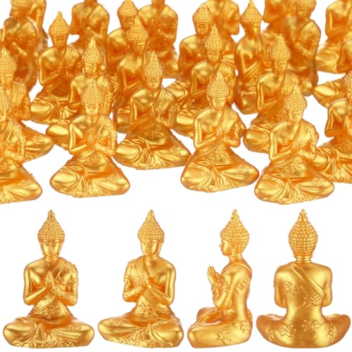 Yalikop 30 Pcs Mini Gold Buddha Figurines Bulk, 1.6" Small Resin Statues - style: Shakyamuni