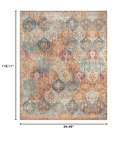 Lahome Moroccan Washable Rugs 8x10, 8x10 Rugs for Living Room Bedroom - color: Burnt Orange/Teal Multi, size: 8' X 10' (Rectangular)