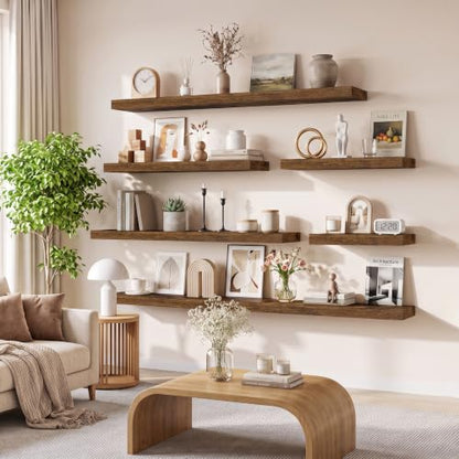 RICHFOCUS Bathroom Floating Shelves for Wall 2Pack|Rustic Brown|16" L - color: Rustic Brown, size: 16"L x 11.6"D, Set of 2