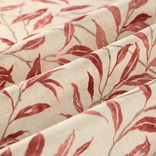 VOGOL Red Leaf Print Tier Curtains, Country Style, 30 x 30, 2 Panels - color: Red, size: 30"W x 30"L (Pack of 2)