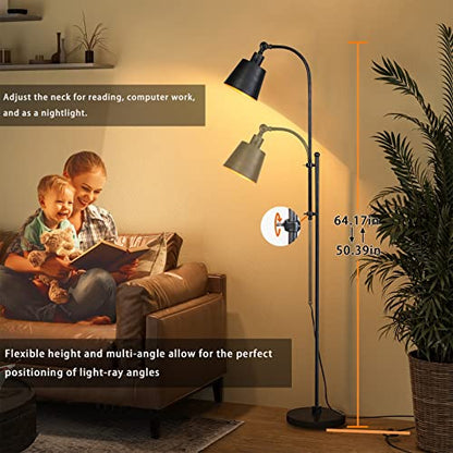 LALISU Industrial Floor Lamps Rustic Farmhouse Floor Lamps for Living Rooms - color: Rustic Black