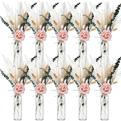 Qinyoung 10 Set Dried Pampas Grass Table Centerpiece for Wedding, Pink - color: Pink