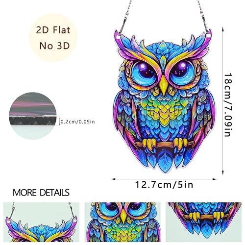 Owl Ornaments Colorful Window Hanging Decorations Home Wall Decor for Bedroom Patio Indoor Outdoor - color: Blue