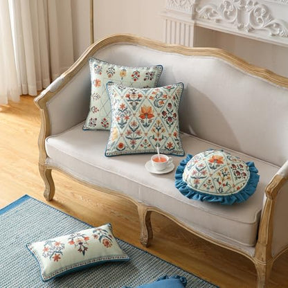 ISAENNE Designer Round Throw Pillow Cover,Set of 2,Diameter 16" - color: Floralsea a, size: 16" x 16" (Pack of 2)