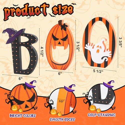 COCHIE Spooky Halloween Table Decorations Indoor Pumpkin Ghost Boo Sign Set - style: Ghost
