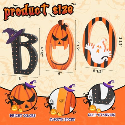 COCHIE Spooky Halloween Table Decorations Indoor Pumpkin Ghost Boo Sign Set - style: Ghost