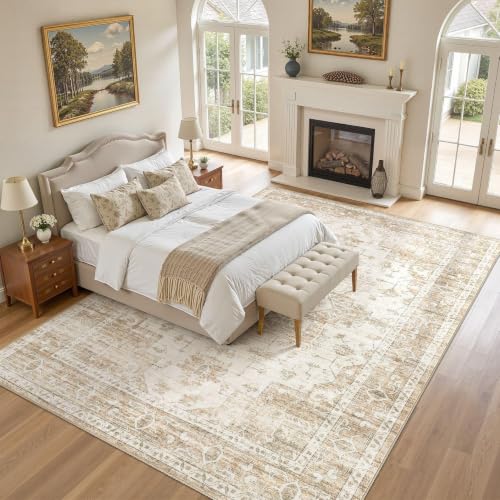 8x10 Area Rugs for Living Room: Washable Neutral Soft Beige Rug - color: Beige, size: 8' x 10' (Rectangular)