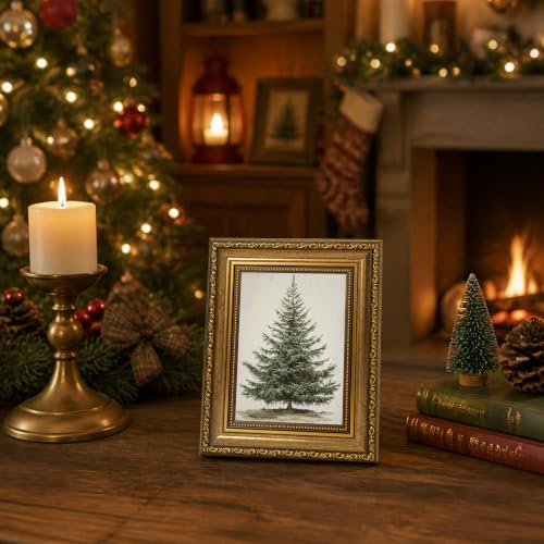 AVECCO Christmas Tree Pine Botanical Wall Art Canvas Framed 8x10 inch - color: Christmas Tree, size: 10"L x 8"W