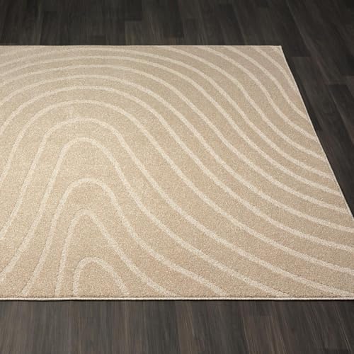 LUXE WEAVERS Modern Geometric Wave Beige 2x3 Area Rug - color: Beige, size: 2' x 3' (Rectangular)