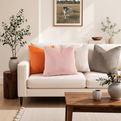 Simmore Fall Soft Camel Flannel Throw Pillow Covers 16X16 Set of 2 - color: Camel, size: 16" x 16" (Pack of 2)