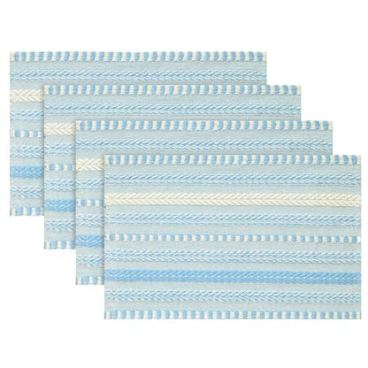 Artoid Mode Sky Blue Woven Braided Stripe Placemats Set of 4-12x18 Inch - color: Sky Blue, size: 12" x 18", 4 Pcs