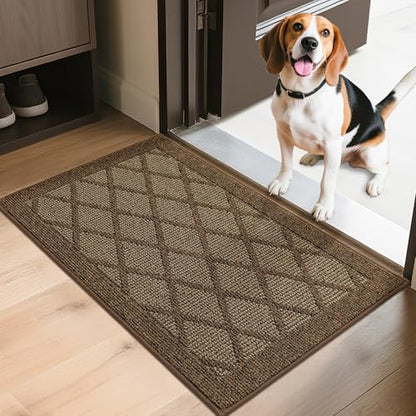 COSY HOMEER Non-Slip Door Mat 24"x36",Entryway Rugs Low Profile,Brown - color: Brown, size: 3' x 2' (Rectangular)