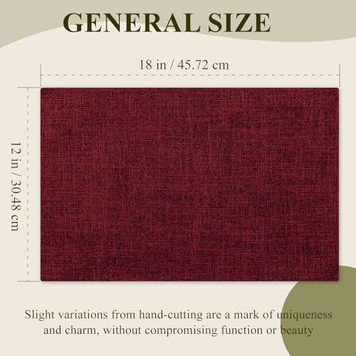 KXN Placemats Set of 4, Durable Dual-Layer Fabric Table Mats, Red - color: Red