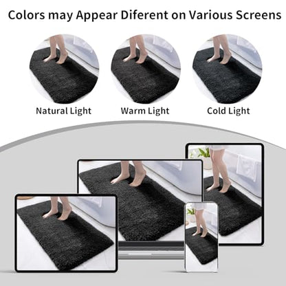 Disolla Black Bathroom Runner Rug 24x70, Plush Extra Large Bath Mat - color: Black, size: 2' x 5'10" (24''x70'' Bathroom Rug)