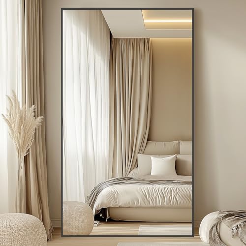 MirrMuse Oversized Standing Mirror Full Length, 76"X44" Extra with Stand - color: Black, size: 76"L x 44"W