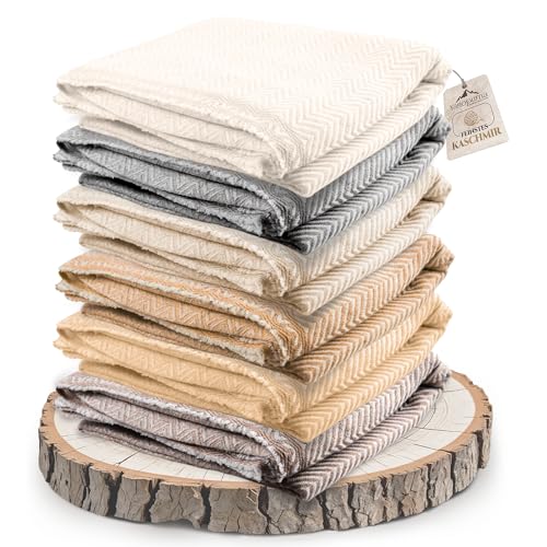 Cashmere Blanket – Hand Woven 100% Cashmere Wool Throw Blanket, 135 x 270 cm – Plain Cozy, and Soft Blanket for Bed, Sofa, or Couch - Made in Nepal - color: White