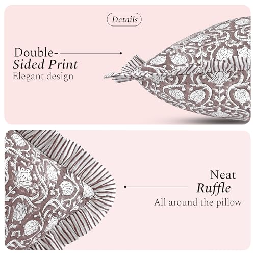 CPC Mocha Regal Block Print Ruffle Sham Pillow Cover 12x20 Inch, Pack of 1 - color: Mocha Regal, size: 20" x 12" (Pack of 1)