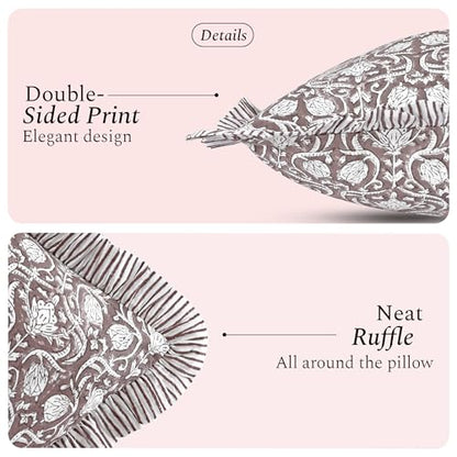 CPC Mocha Regal Block Print Ruffle Sham Pillow Cover 12x20 Inch, Pack of 1 - color: Mocha Regal, size: 20" x 12" (Pack of 1)